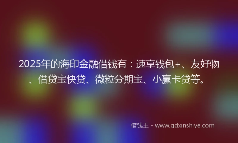 2025年的海印金融借钱有：速享钱包+、友好物、借贷宝快贷、微粒分期宝、小赢卡贷等。