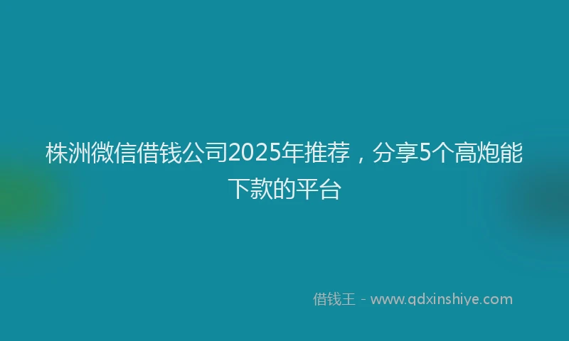株洲微信借钱公司2025年推荐，分享5个高炮能下款的平台