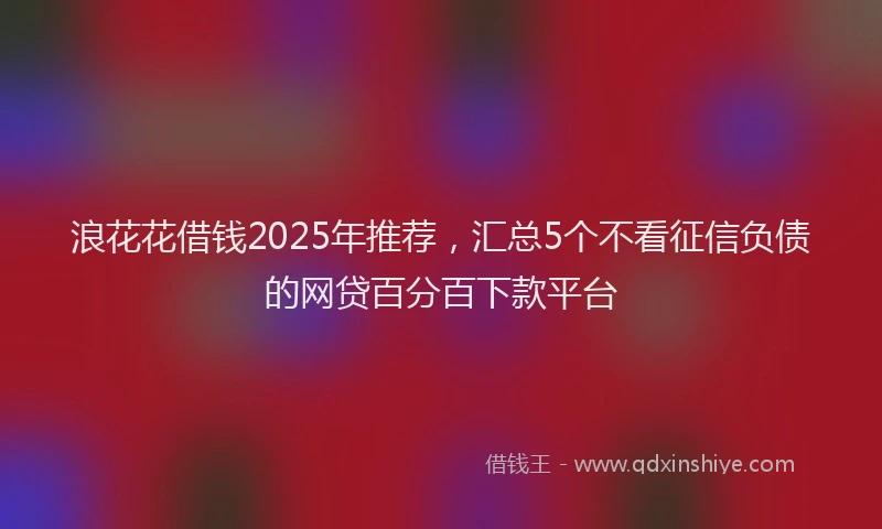 浪花花借钱2025年推荐，汇总5个不看征信负债的网贷百分百下款平台