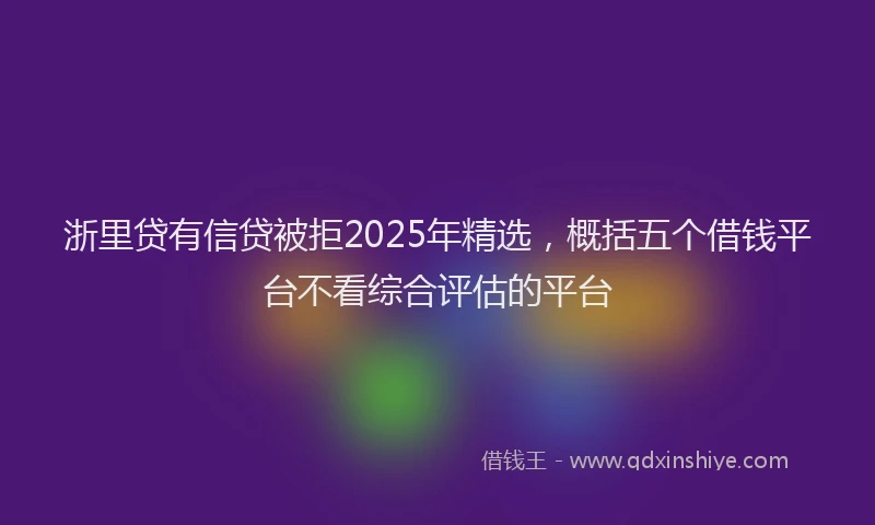 浙里贷有信贷被拒2025年精选，概括五个借钱平台不看综合评估的平台