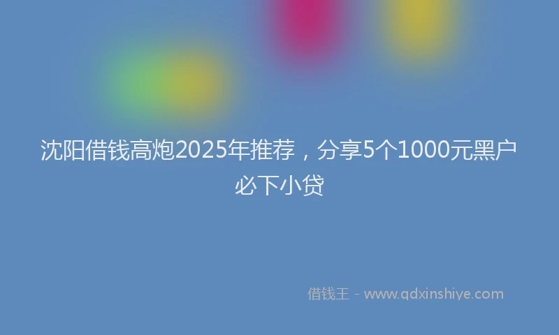 沈阳借钱高炮2025年推荐，分享5个1000元黑户必下小贷