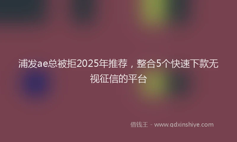 浦发ae总被拒2025年推荐，整合5个快速下款无视征信的平台