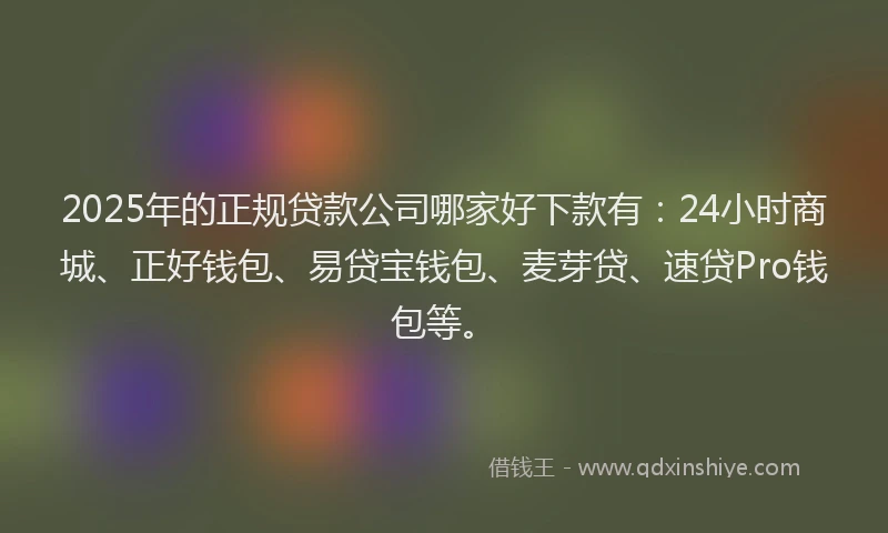2025年的正规贷款公司哪家好下款有：24小时商城、正好钱包、易贷宝钱包、麦芽贷、速贷Pro钱包等。