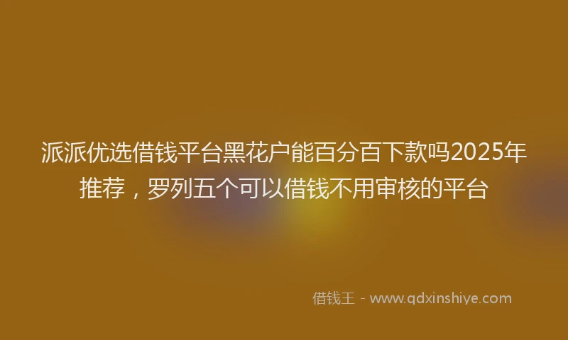 派派优选借钱平台黑花户能百分百下款吗2025年推荐，罗列五个可以借钱不用审核的平台