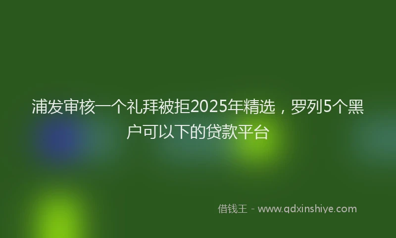 浦发审核一个礼拜被拒2025年精选，罗列5个黑户可以下的贷款平台