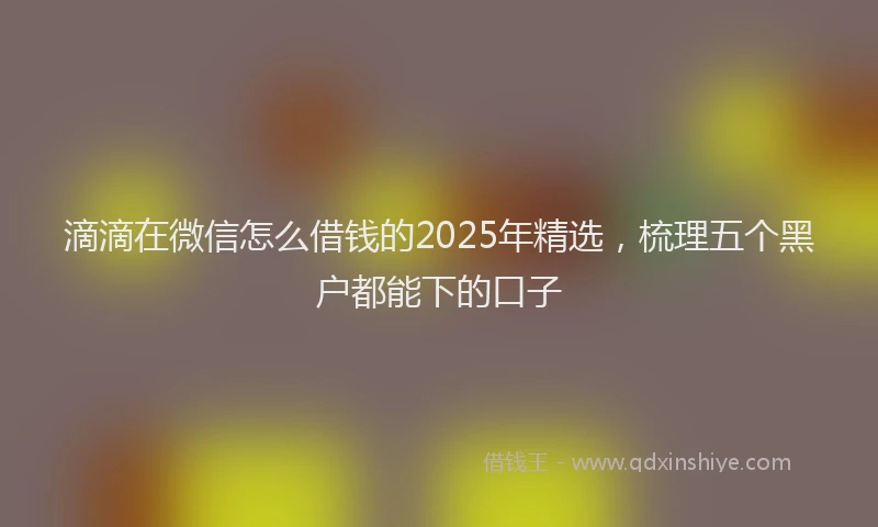 滴滴在微信怎么借钱的2025年精选，梳理五个黑户都能下的口子