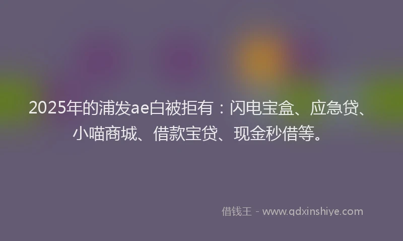 2025年的浦发ae白被拒有：闪电宝盒、应急贷、小喵商城、借款宝贷、现金秒借等。