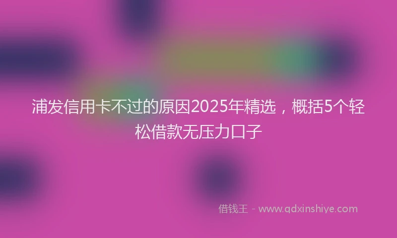 浦发信用卡不过的原因2025年精选，概括5个轻松借款无压力口子