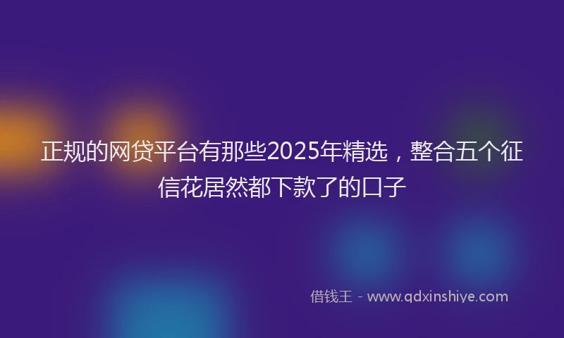 正规的网贷平台有那些2025年精选，整合五个征信花居然都下款了的口子