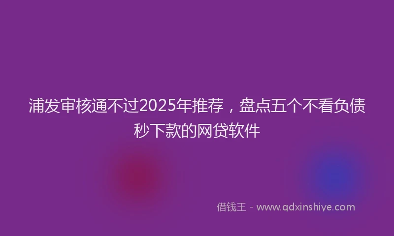 浦发审核通不过2025年推荐，盘点五个不看负债秒下款的网贷软件