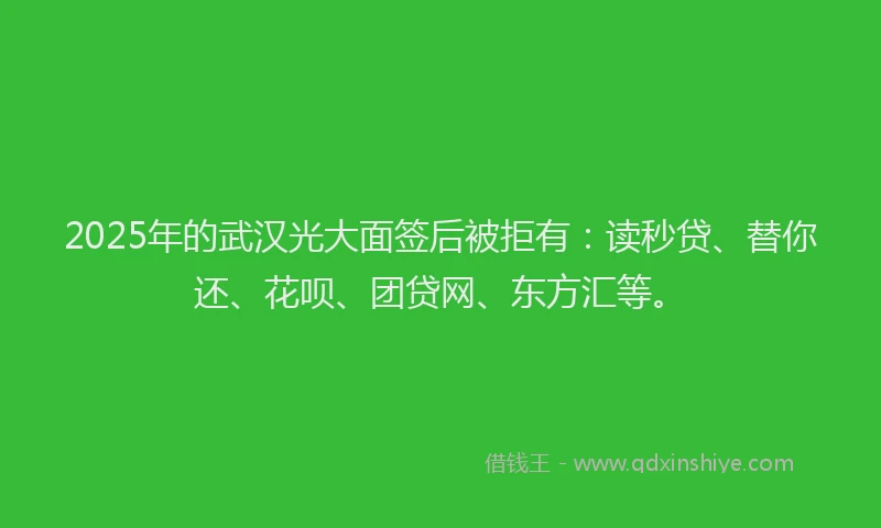 2025年的武汉光大面签后被拒有：读秒贷、替你还、花呗、团贷网、东方汇等。