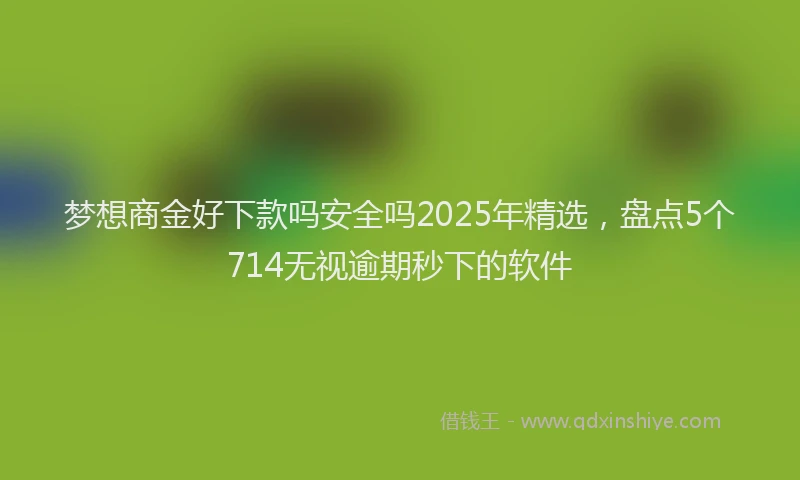 梦想商金好下款吗安全吗2025年精选，盘点5个714无视逾期秒下的软件