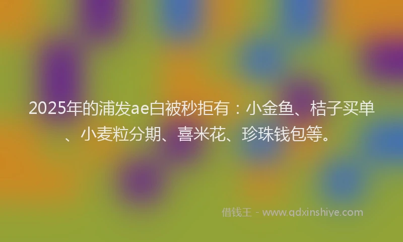2025年的浦发ae白被秒拒有：小金鱼、桔子买单、小麦粒分期、喜米花、珍珠钱包等。