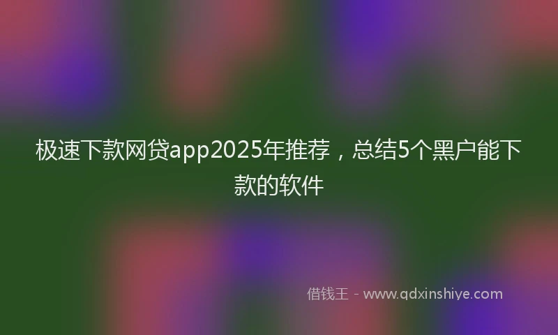极速下款网贷app2025年推荐，总结5个黑户能下款的软件