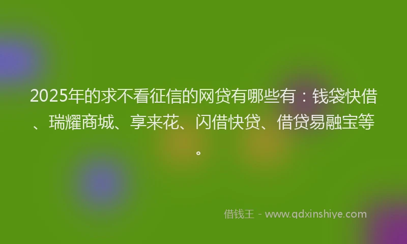 2025年的求不看征信的网贷有哪些有：钱袋快借、瑞耀商城、享来花、闪借快贷、借贷易融宝等。