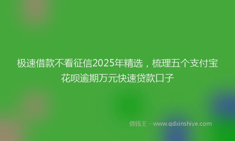 极速借款不看征信2025年精选，梳理五个支付宝花呗逾期万元快速贷款口子