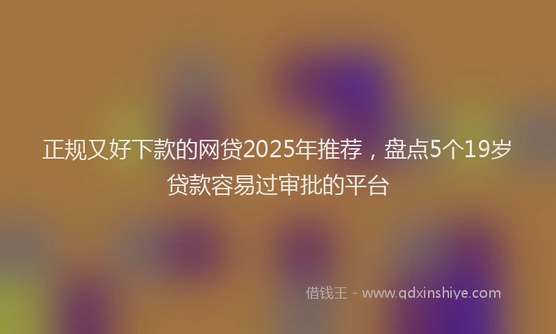 正规又好下款的网贷2025年推荐，盘点5个19岁贷款容易过审批的平台