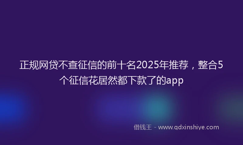正规网贷不查征信的前十名2025年推荐，整合5个征信花居然都下款了的app