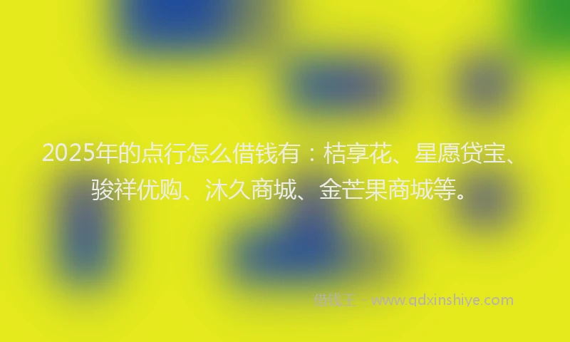 2025年的点行怎么借钱有：桔享花、星愿贷宝、骏祥优购、沐久商城、金芒果商城等。