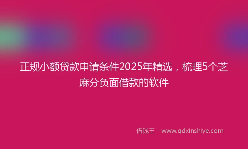 正规小额贷款申请条件2025年精选，梳理5个芝麻分负面借款的软件