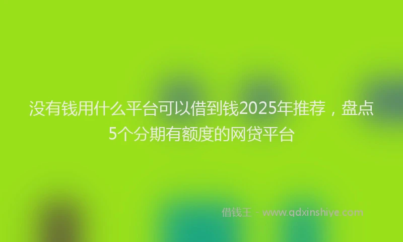 没有钱用什么平台可以借到钱2025年推荐，盘点5个分期有额度的网贷平台