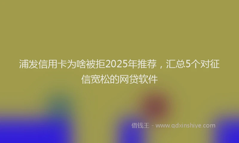 浦发信用卡为啥被拒2025年推荐，汇总5个对征信宽松的网贷软件