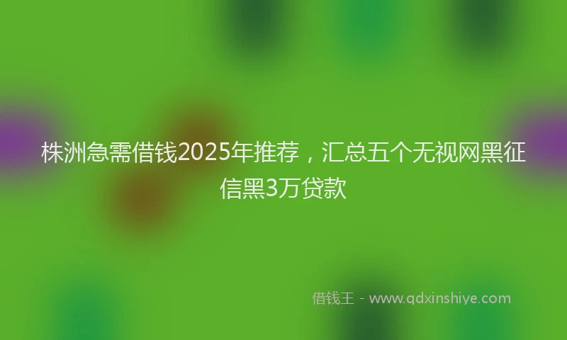 株洲急需借钱2025年推荐，汇总五个无视网黑征信黑3万贷款