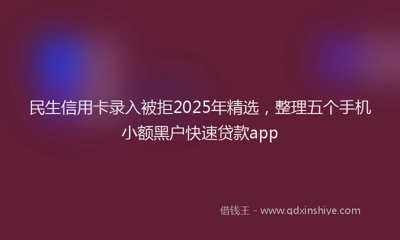 民生信用卡录入被拒2025年精选，整理五个手机小额黑户快速贷款app