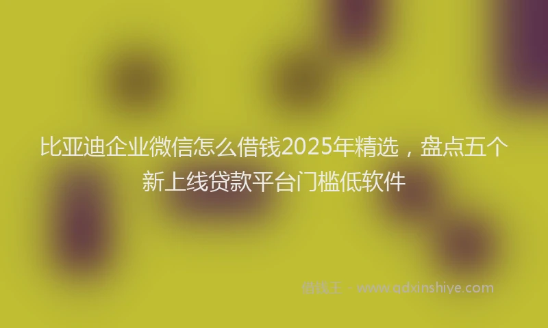 比亚迪企业微信怎么借钱2025年精选，盘点五个新上线贷款平台门槛低软件