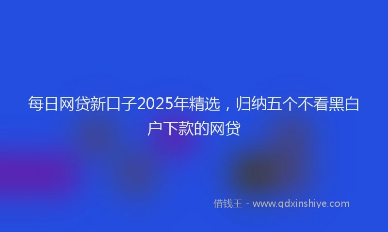 每日网贷新口子2025年精选，归纳五个不看黑白户下款的网贷