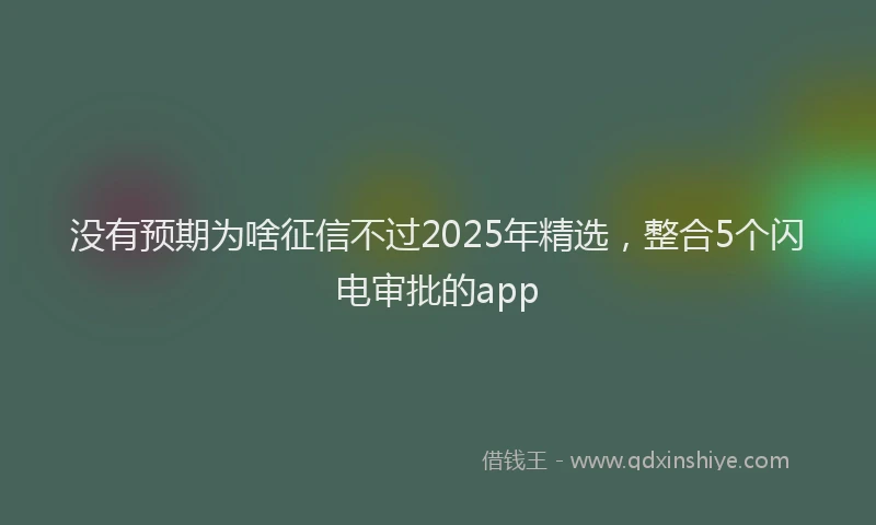 没有预期为啥征信不过2025年精选，整合5个闪电审批的app