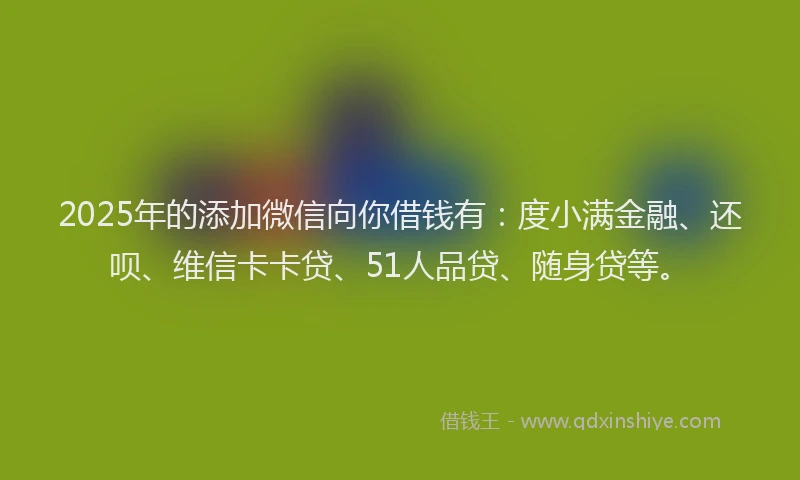 2025年的添加微信向你借钱有：度小满金融、还呗、维信卡卡贷、51人品贷、随身贷等。