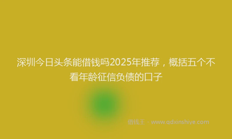 深圳今日头条能借钱吗2025年推荐，概括五个不看年龄征信负债的口子
