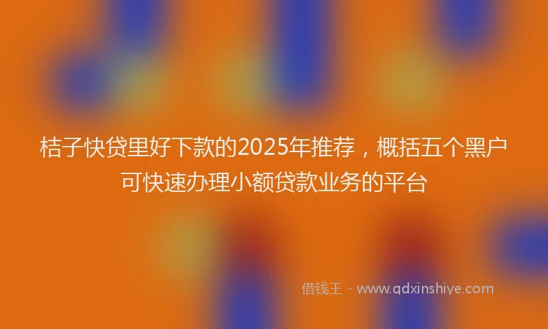 桔子快贷里好下款的2025年推荐，概括五个黑户可快速办理小额贷款业务的平台