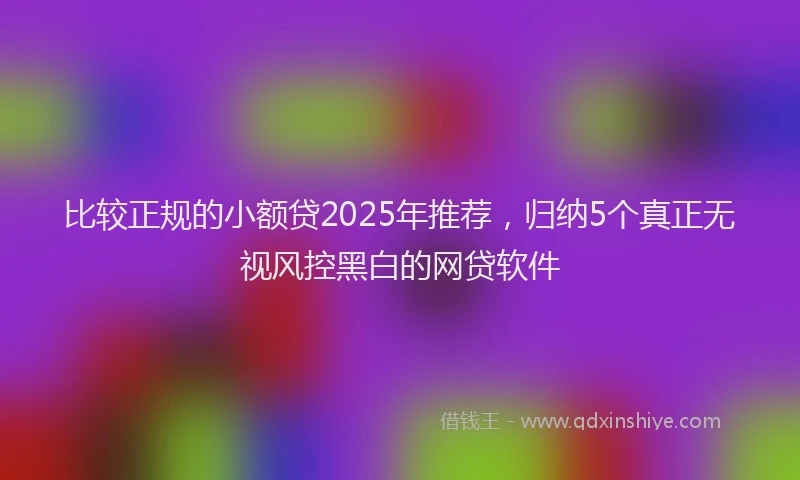 比较正规的小额贷2025年推荐，归纳5个真正无视风控黑白的网贷软件