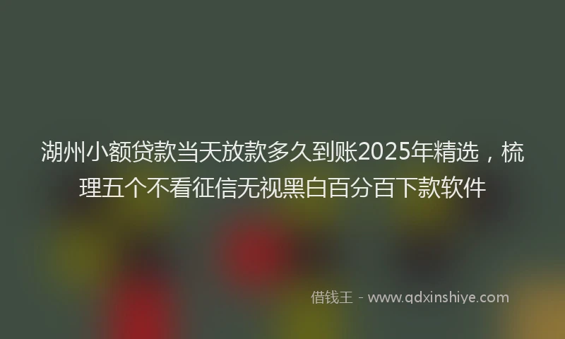 湖州小额贷款当天放款多久到账2025年精选，梳理五个不看征信无视黑白百分百下款软件