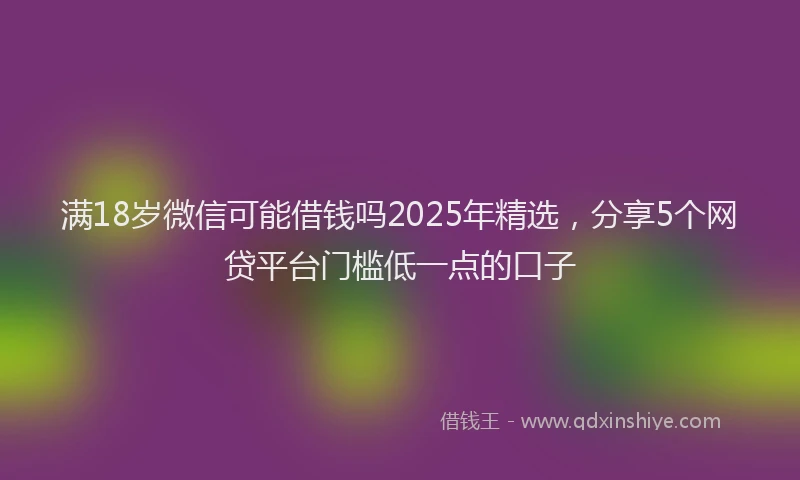 满18岁微信可能借钱吗2025年精选，分享5个网贷平台门槛低一点的口子