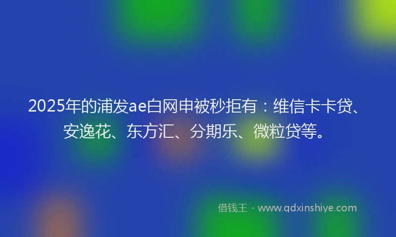 2025年的浦发ae白网申被秒拒有：维信卡卡贷、安逸花、东方汇、分期乐、微粒贷等。