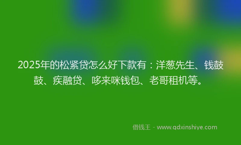 2025年的松紧贷怎么好下款有：洋葱先生、钱鼓鼓、疾融贷、哆来咪钱包、老哥租机等。