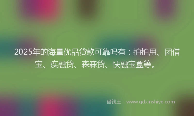 2025年的海量优品贷款可靠吗有：拍拍用、团借宝、疾融贷、森森贷、快融宝盒等。