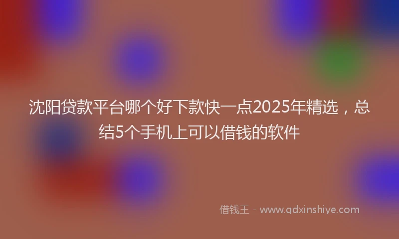 沈阳贷款平台哪个好下款快一点2025年精选，总结5个手机上可以借钱的软件