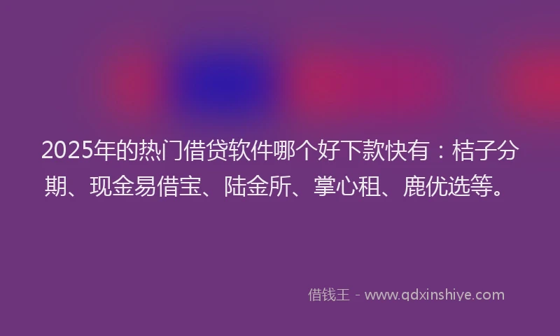 2025年的热门借贷软件哪个好下款快有：桔子分期、现金易借宝、陆金所、掌心租、鹿优选等。