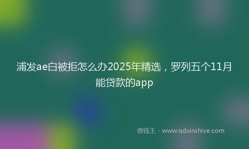 浦发ae白被拒怎么办2025年精选，罗列五个11月能贷款的app
