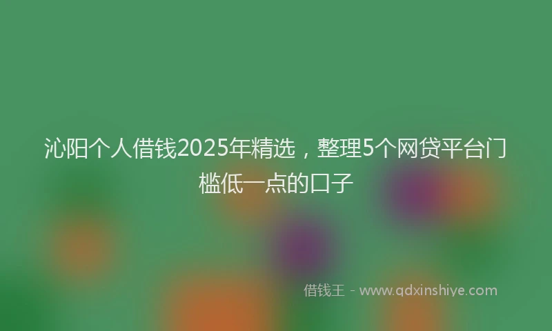沁阳个人借钱2025年精选，整理5个网贷平台门槛低一点的口子