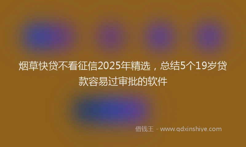 烟草快贷不看征信2025年精选，总结5个19岁贷款容易过审批的软件