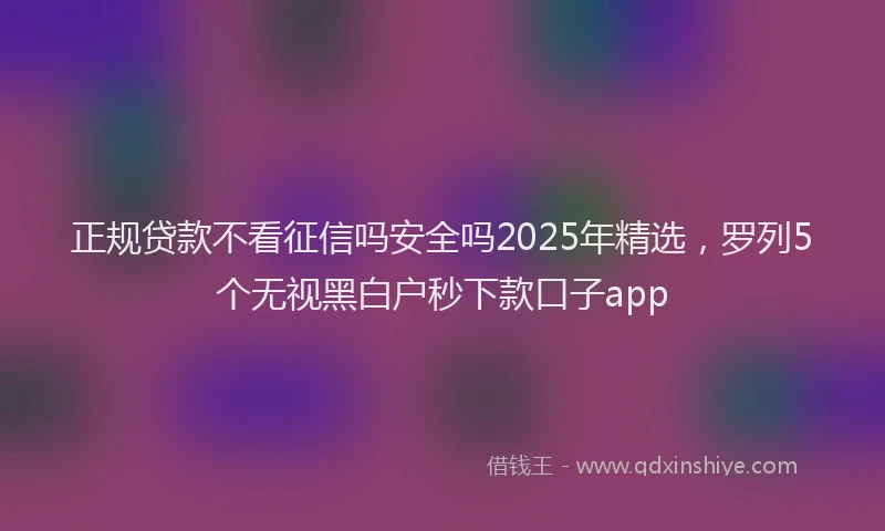正规贷款不看征信吗安全吗2025年精选，罗列5个无视黑白户秒下款口子app