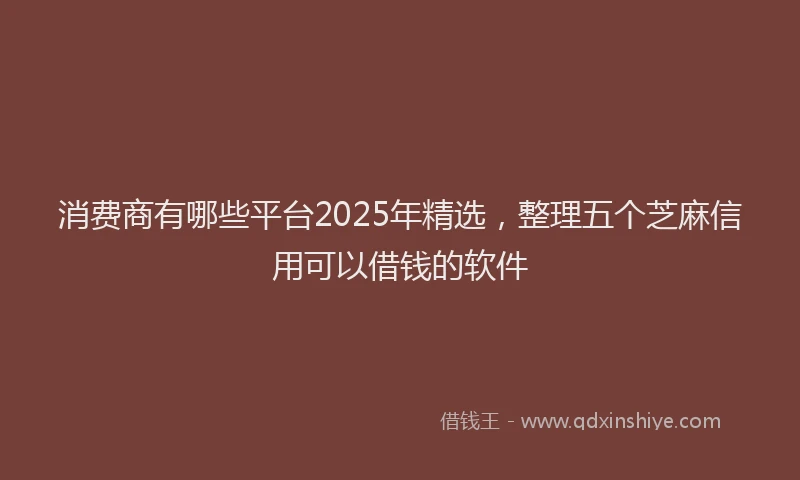 消费商有哪些平台2025年精选，整理五个芝麻信用可以借钱的软件