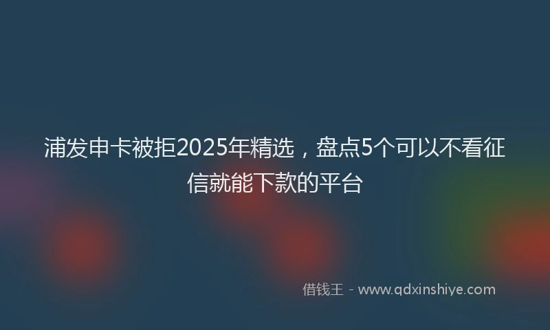 浦发申卡被拒2025年精选，盘点5个可以不看征信就能下款的平台