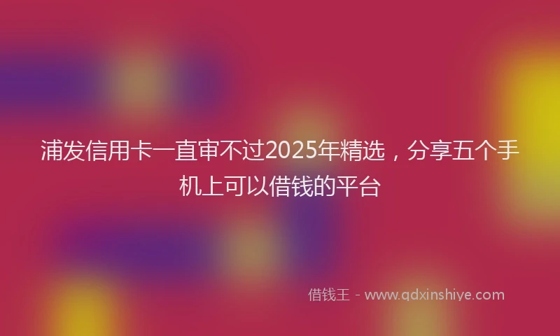 浦发信用卡一直审不过2025年精选，分享五个手机上可以借钱的平台