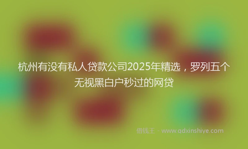 杭州有没有私人贷款公司2025年精选，罗列五个无视黑白户秒过的网贷